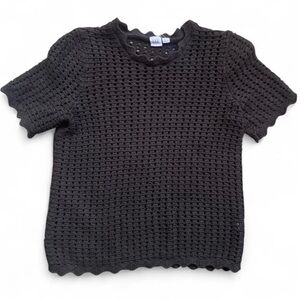 GAP Black Scalloped Knit Sweater